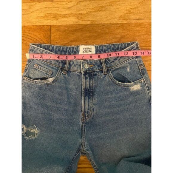 Zara Authentic Denim by TRF women's distressed high rise straight leg jeans sz 8 - Picture 9 of 11